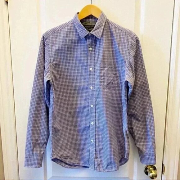 Banana Republic Men's Button Down Shirt Slim Fit Blue White Plaid Mens Small - Picture 3 of 15